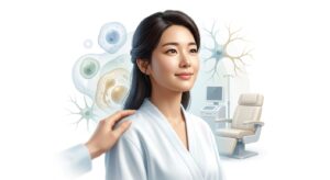 산부인과 상담 및 케어를 상징하는 평온한 분위기의 모델