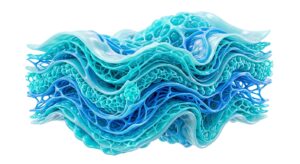 질 이완증과 볼륨 형성의 의학적 원리를 시각화한 3D 일러스트
